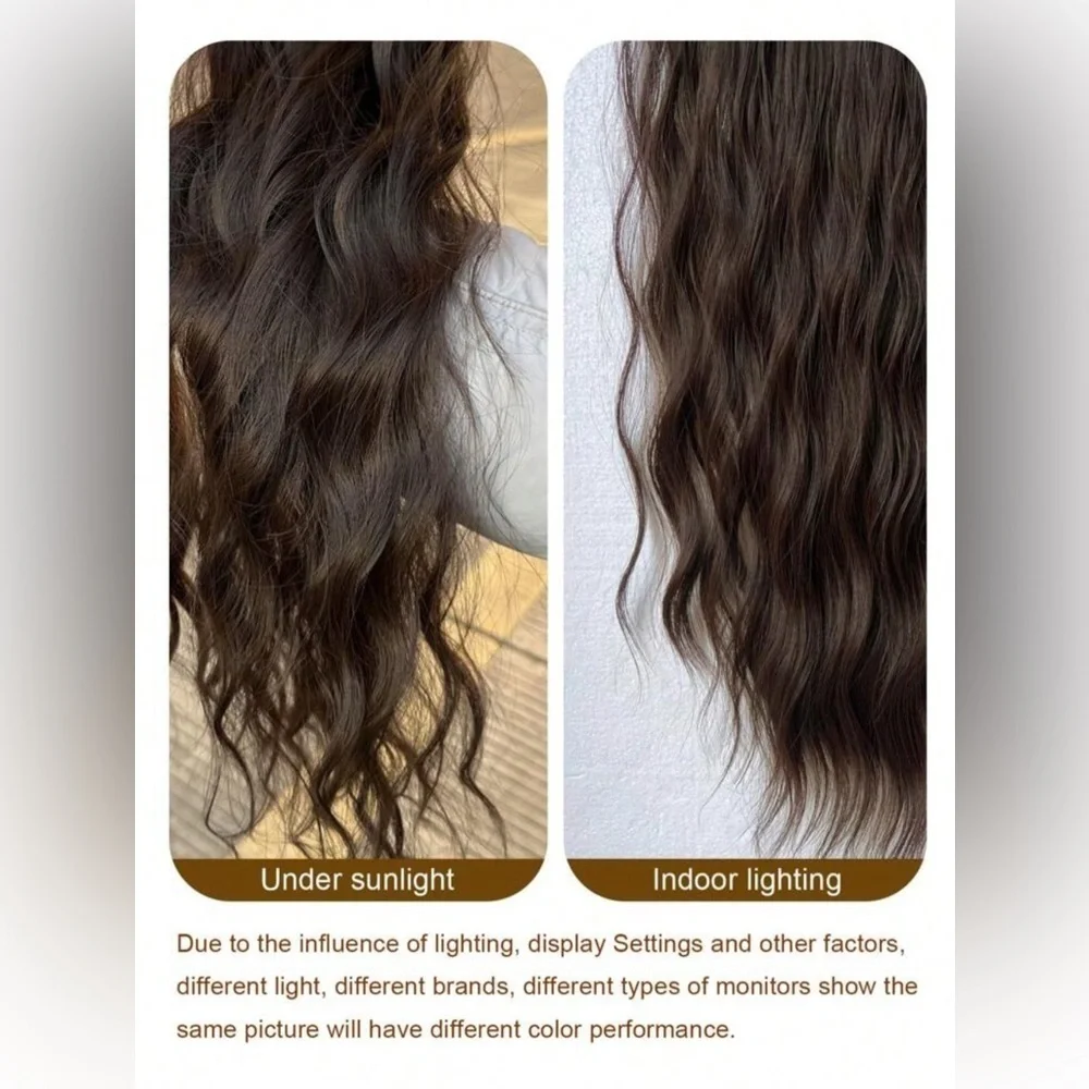 Dark Brown Clip in hair extensions 22 in Water Wave hair - Picture 11 of 14